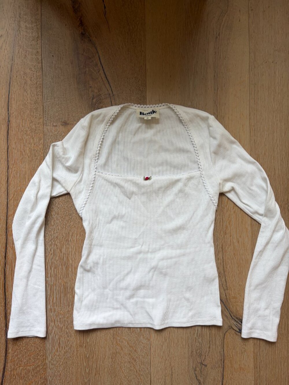 Rouje | Femme Shirt | Long Sleeve with Red Rose | Size 38 - Picture 2 of 5